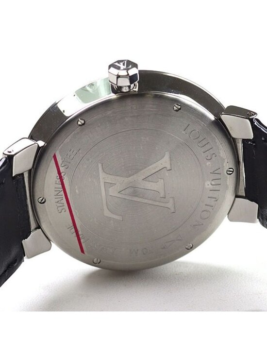 Louis Vuitton Watch Tambour Damier Black Dial Quartz Polished
